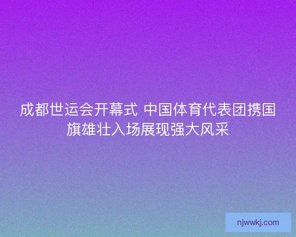 成都世运会开幕式 中国体育代表团携国旗雄壮入场展现强大风采